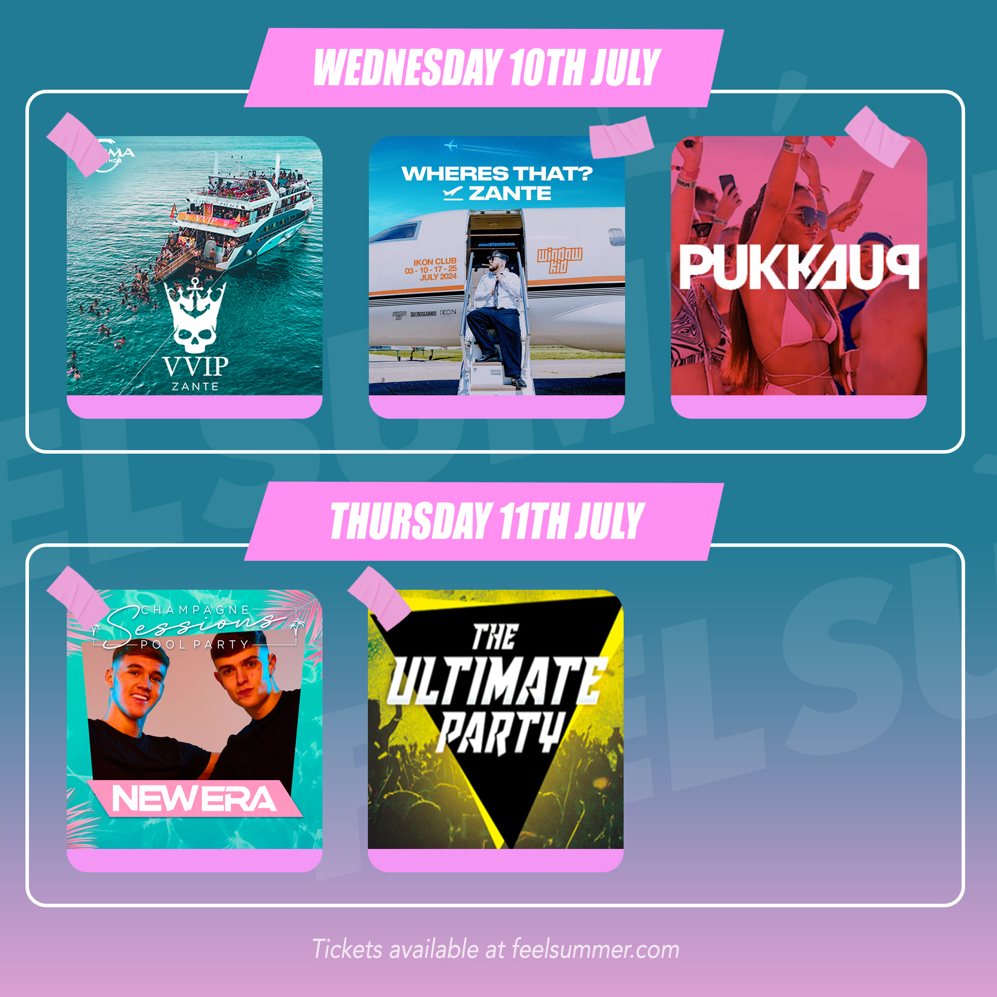 zante events happening this week july